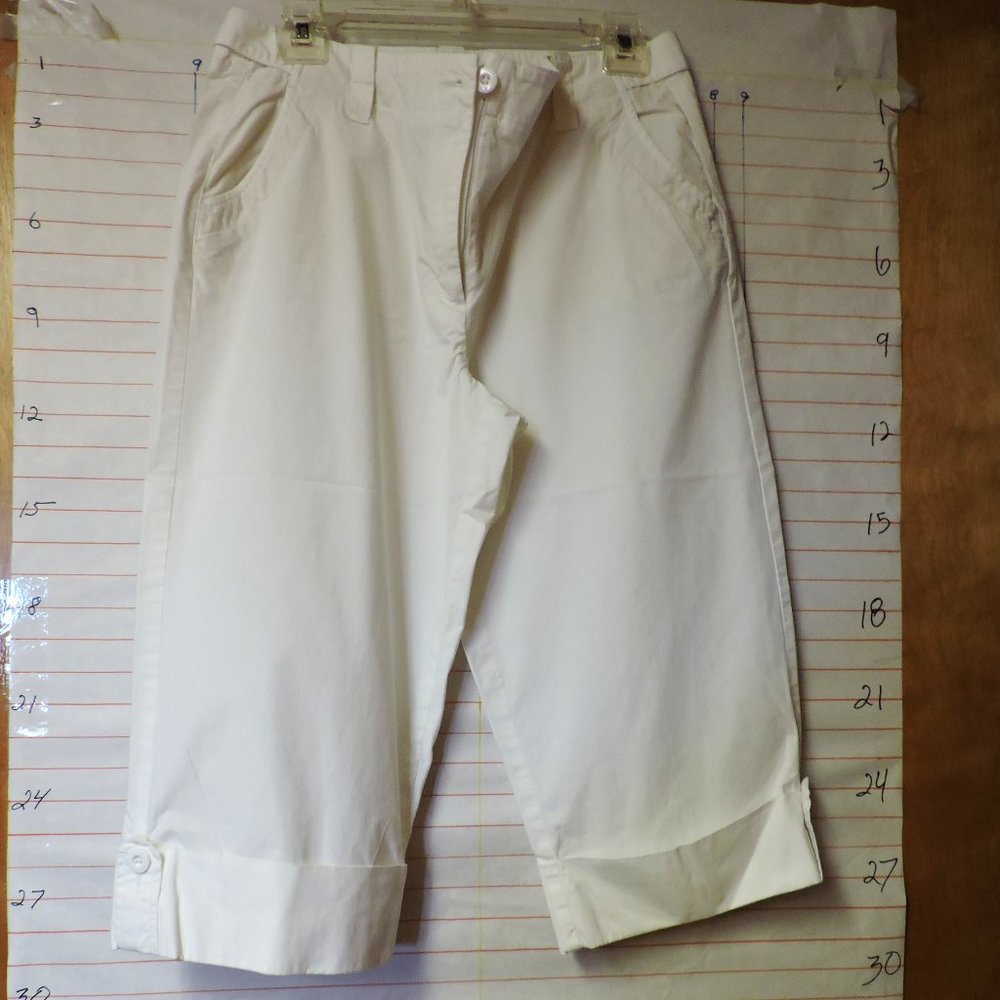 TALBOTS PETITES stretch, PETITE, capris, sz 12, white